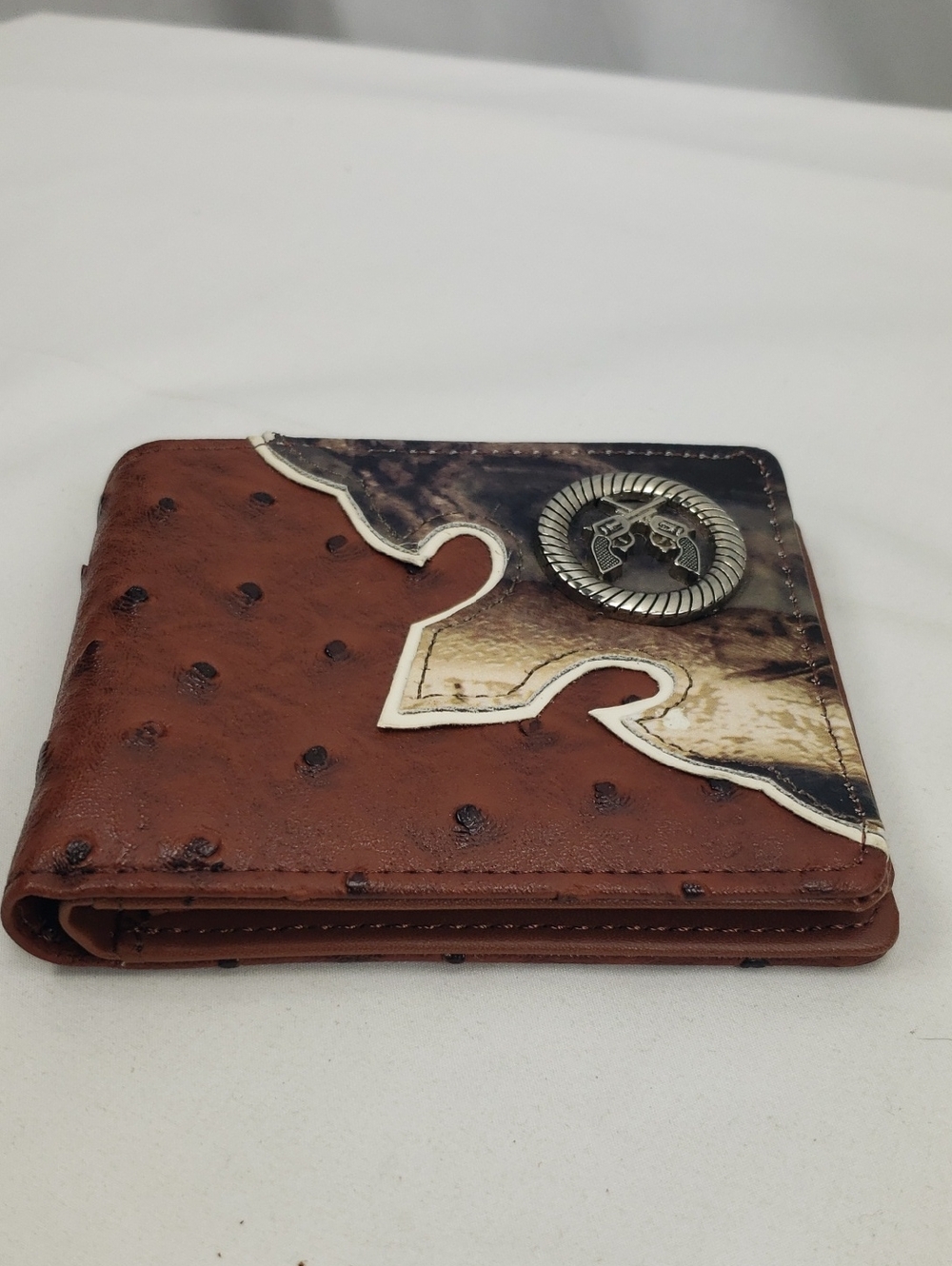 Men's Western Bifold Ostrich Brown Wallet